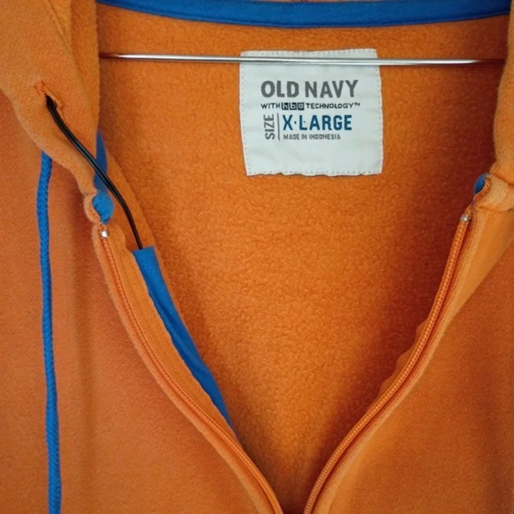 Old Navy Hoodie Sz XL Orange‎ Full Zip Fleece Lined Casual Comfort Activewear